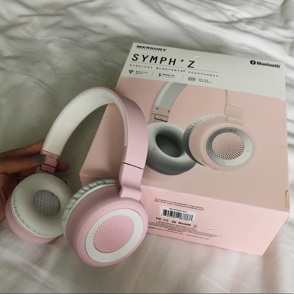 Pink And white Wireless Bluetooth Headphones